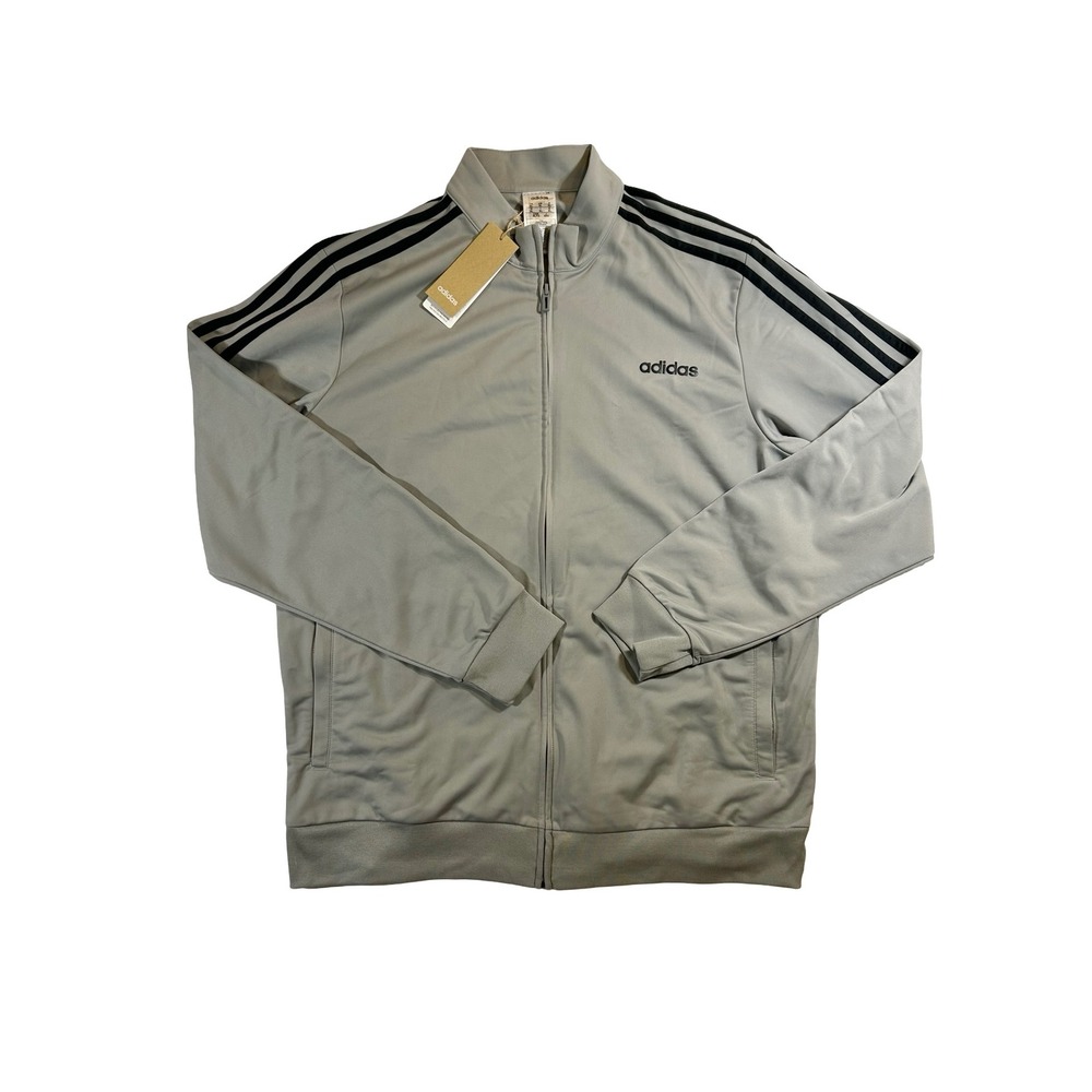 Adidas Mens Essentials 3-Stripes Track Jacket Grey Black XL NWT‎